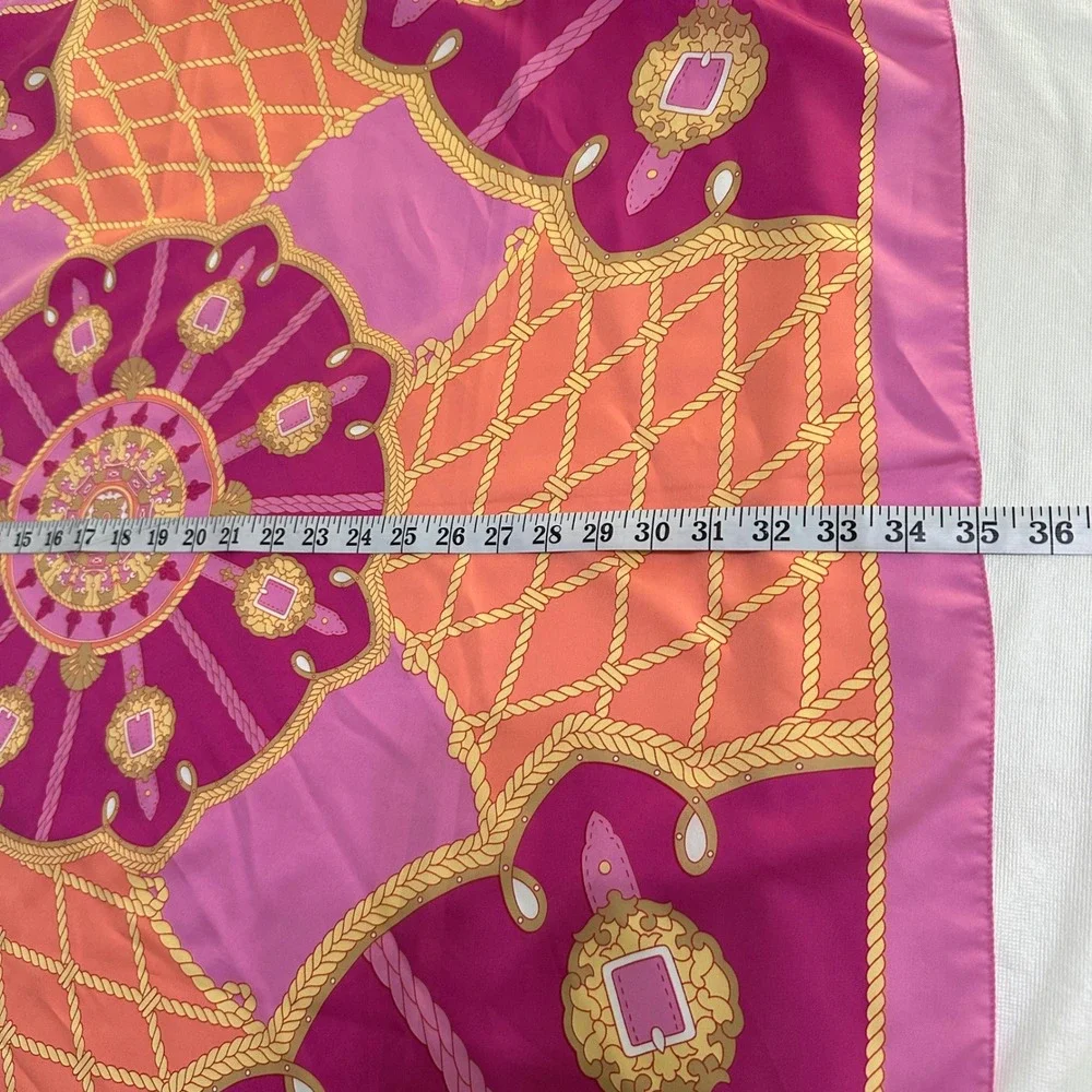 NWT Fattorseta Italy Satin Scarf Set 2 Pink Teal Nautical Equestrian Preppy Chic